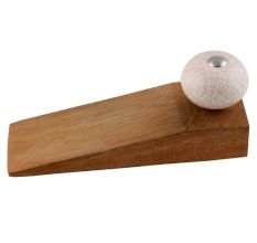 2 Pieces Cream Pink Crackle Ceramic Wooden Door Stopper